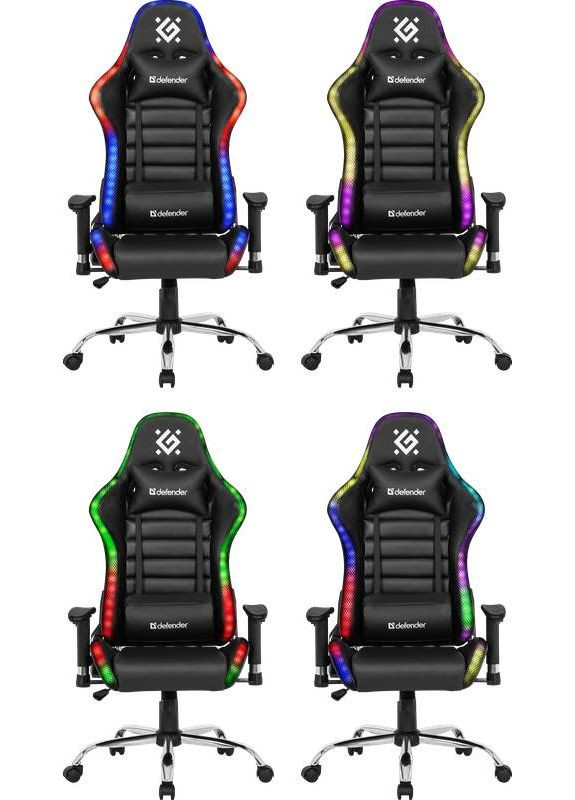 Кресло игровое Ultimate, 60мм, Класс 3, RGB ПУ, Black Defender (314834893)