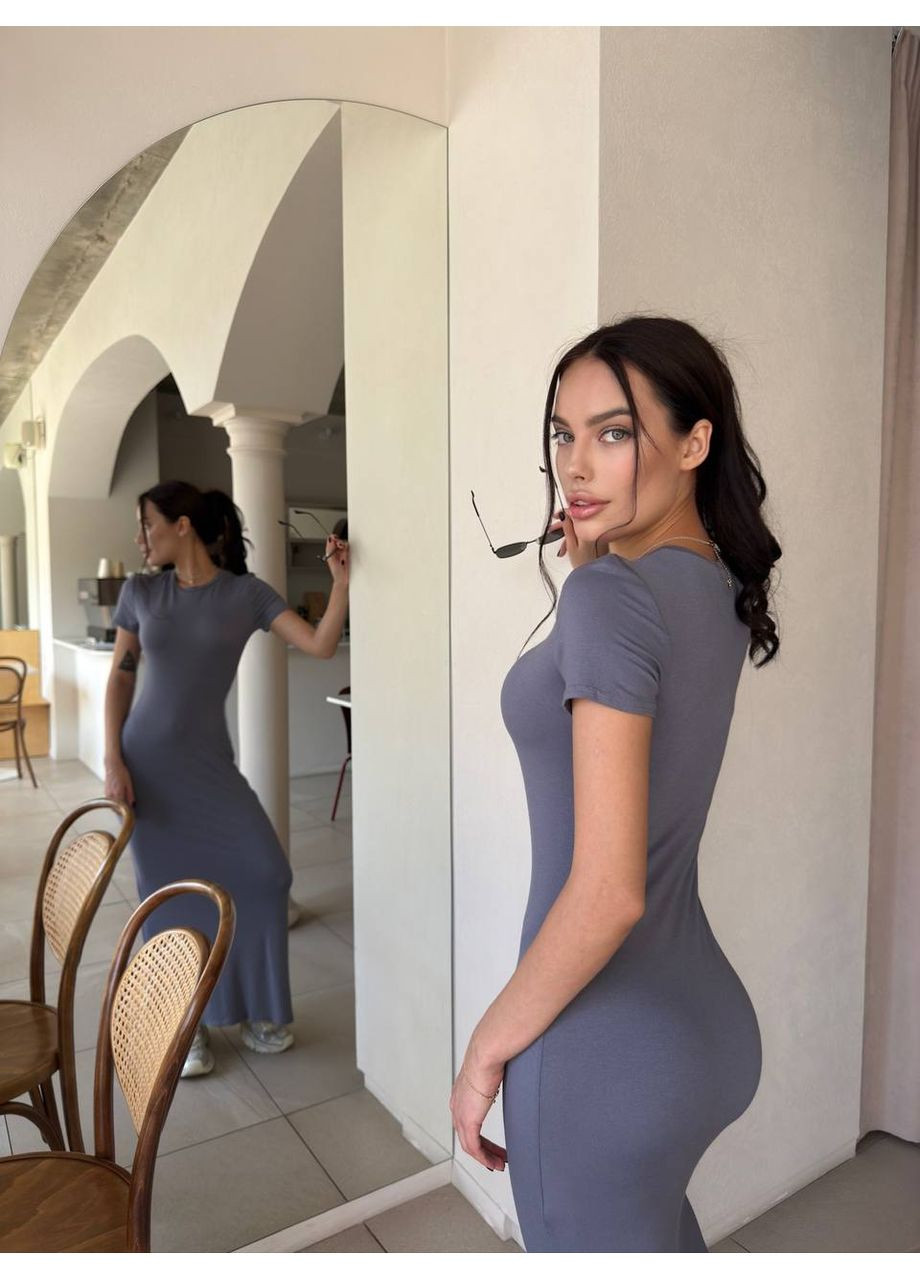 Графітова святковий, повсякденний жіноча сукня максі з віскози силуетна Україна