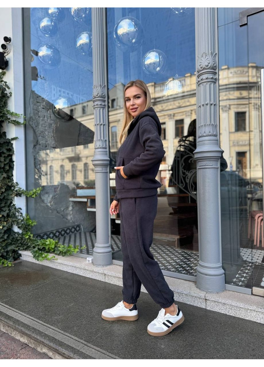 Жіночий вельветовий костюм на хутрі (худі + джогери) | Заміри в описі GD/GL Модний простір (364967277)