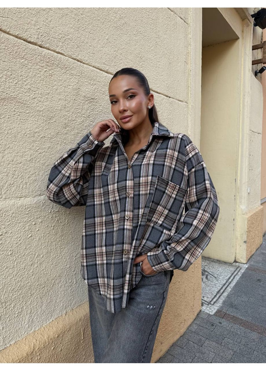 Жіноча сорочка з м’якої тканини у клітинку Україна (356676961)