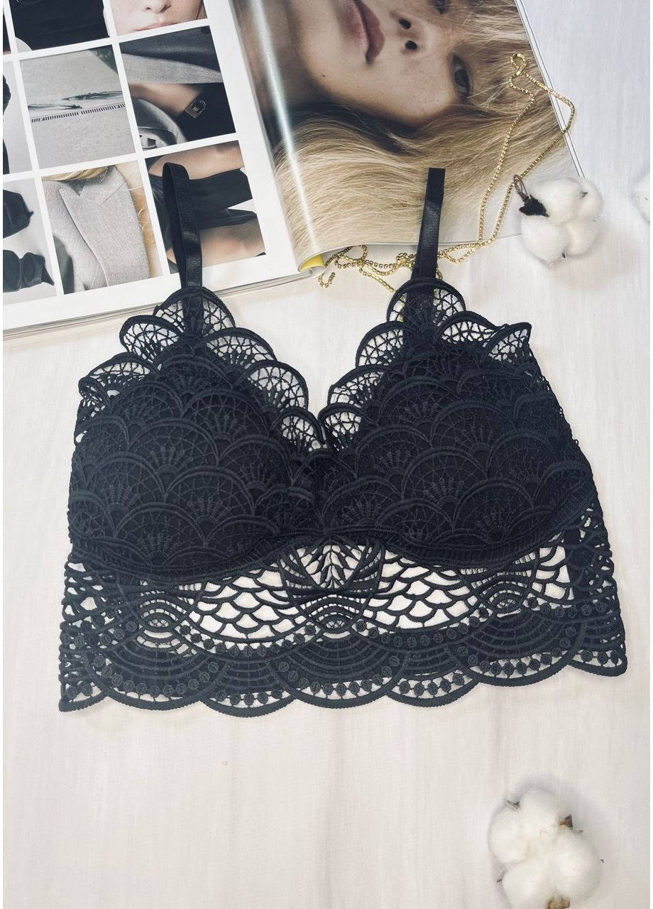 Чорний топ топ мереживний No Brand без кісточок