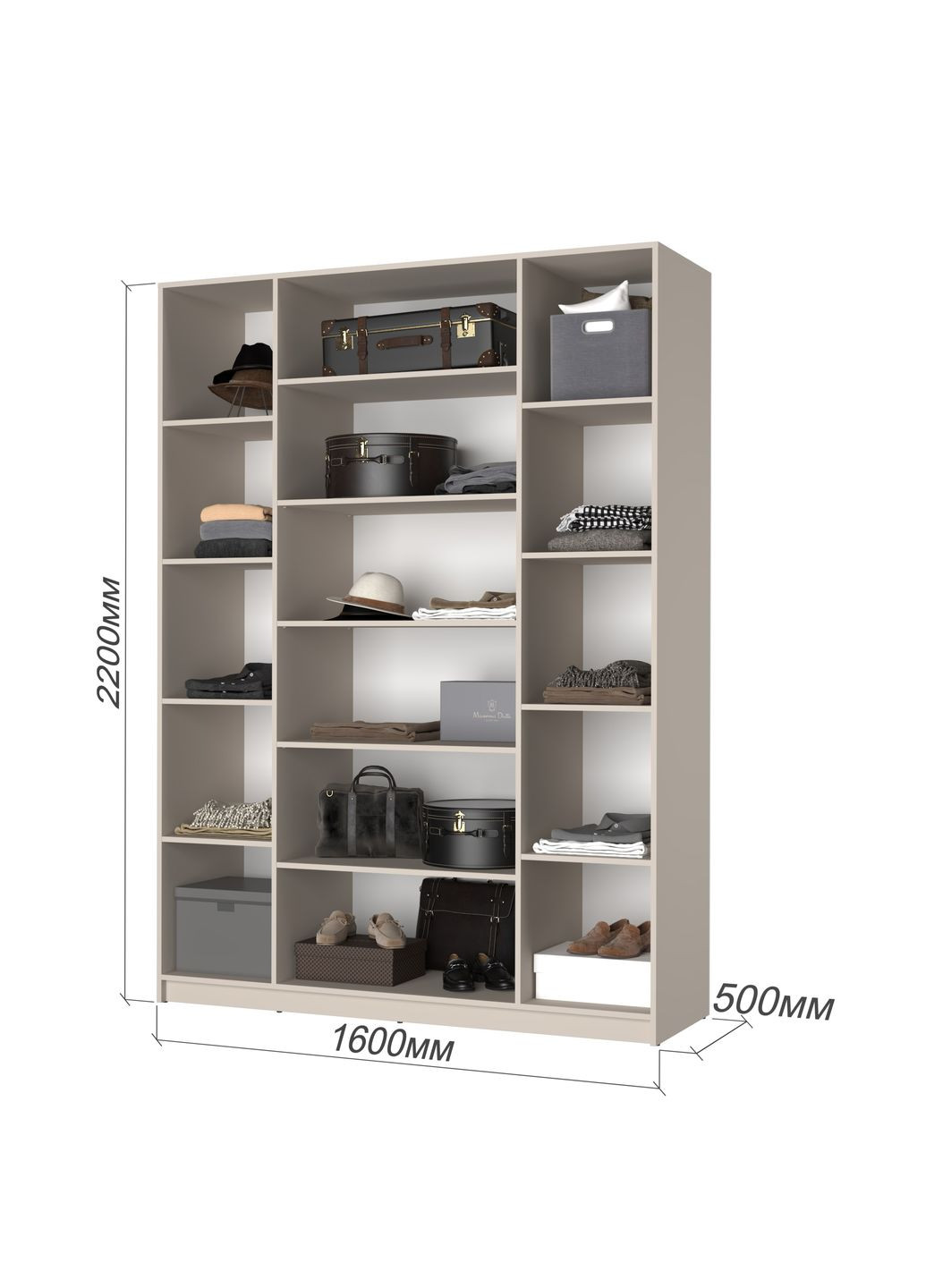 Шафа 4-дверна з антресоллю Оскар ДСП BG, 4 додаткові полиці 160x52x260 см (MBS-5047) MebelStar (371688787)