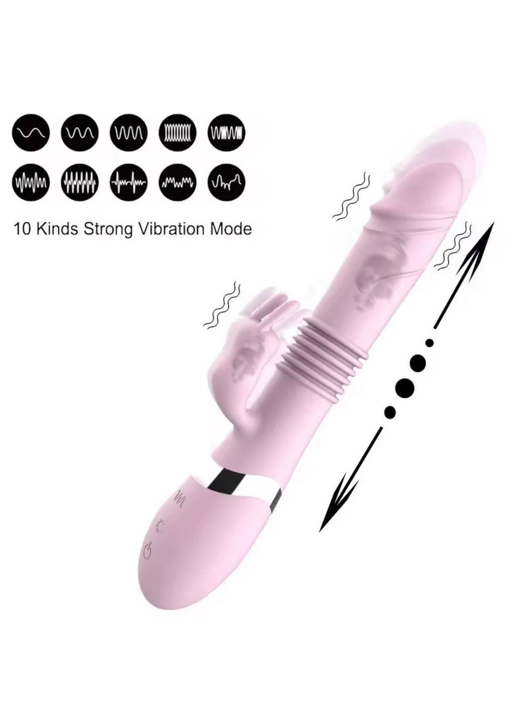 Интерактивный Вибратор "Кролик" (Bunny) с движением (Вперед-Назад) — 10 Режимов, USB, Двойная Стимуляция Ares (372601104)