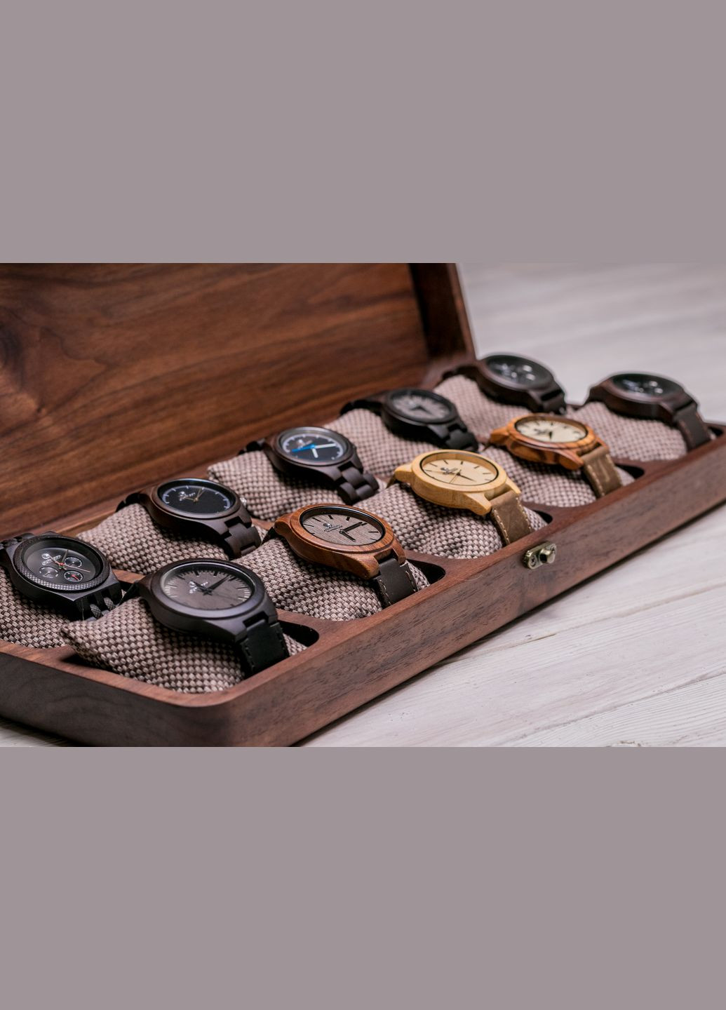 Цільна скринька для десяти годинників з гравіюванням EcoWalnut (295443818)