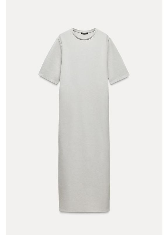 Сіра пряма інтерлочна сукня міді довжини Zara