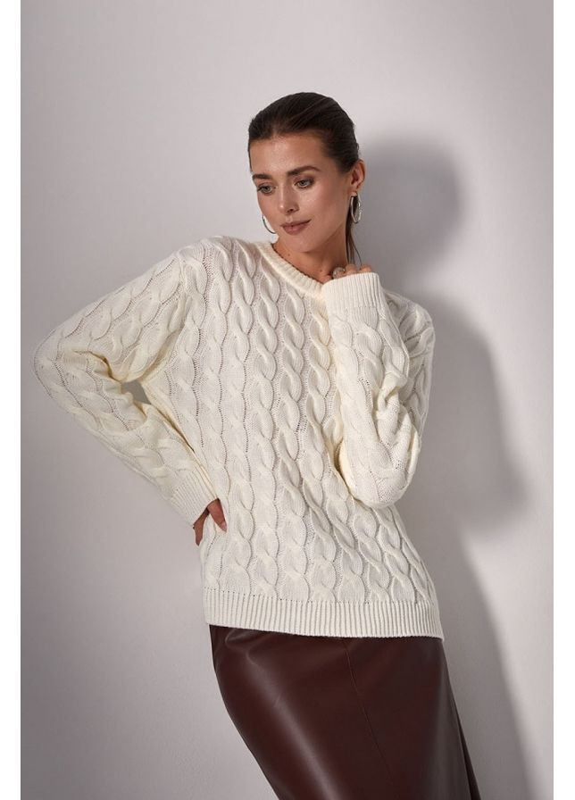 Молочний джемпер з косами 2425 чорний Triko Bakh