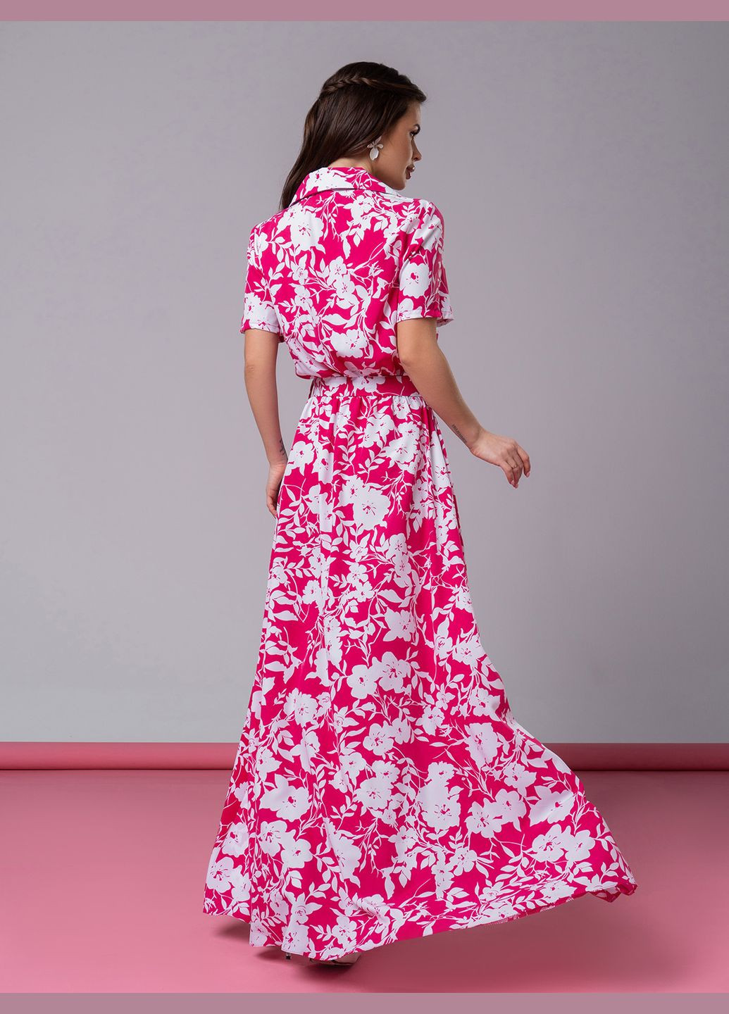 Малиновое повседневный платья ISSA PLUS с цветочным принтом