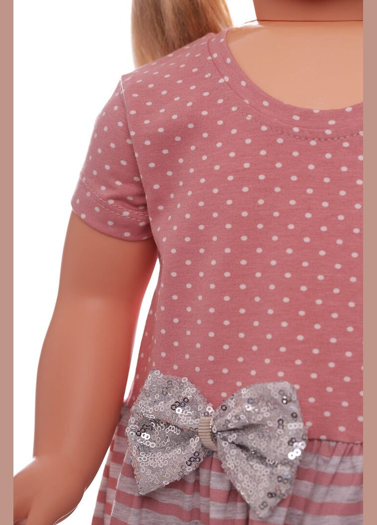 Рожева сарафан із коротким рукавом трикотажний з ведмедиком пудровий 98 см (39447) BABYKROHA (323469290)