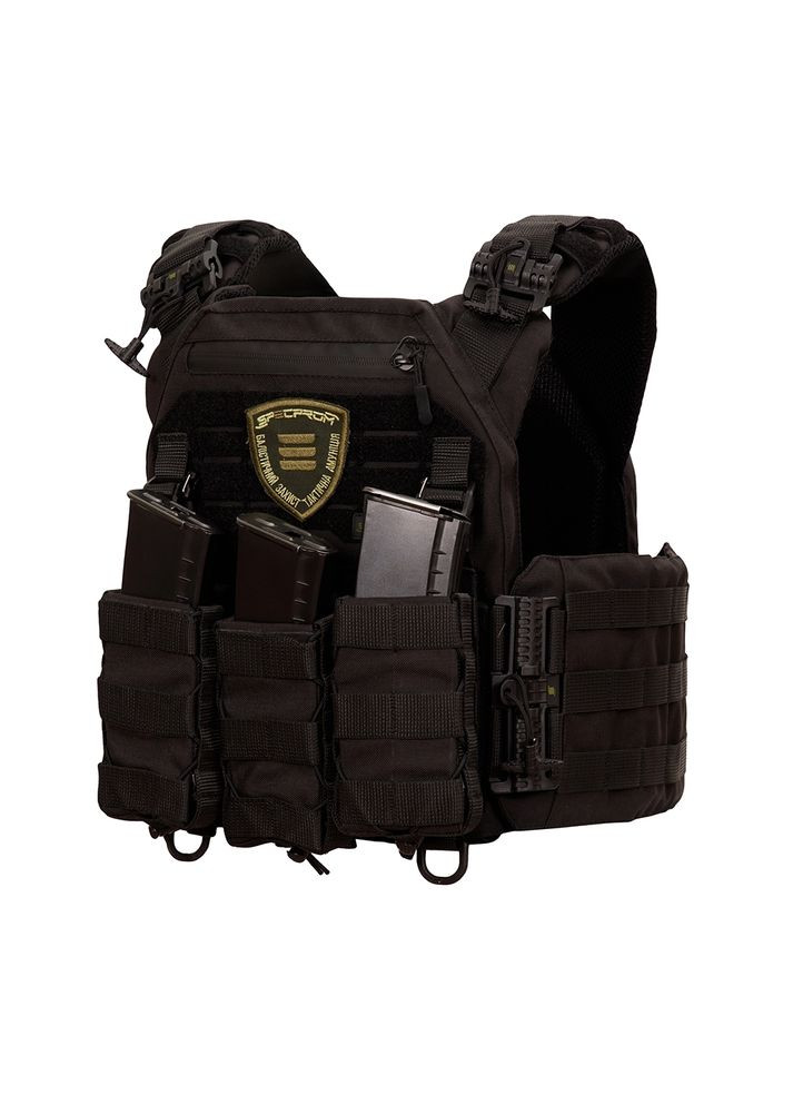 Плитоноска gen.3 XL Черная с системой быстрого сброса с 3 результатами под АК. (большего размера) (00000002586) Warmor (360891738)