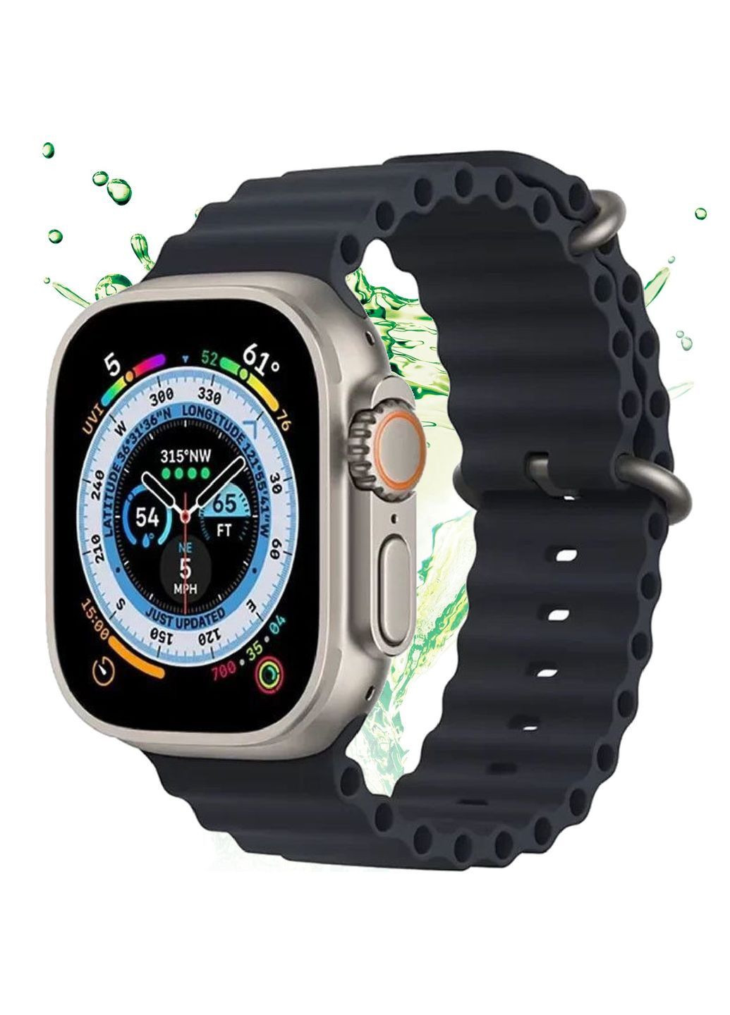 Ремешок Ocean Band для Apple Watch 42(ser.1-3)/44/45/46/49mm (Черный / Midnight) Epik (372600729)