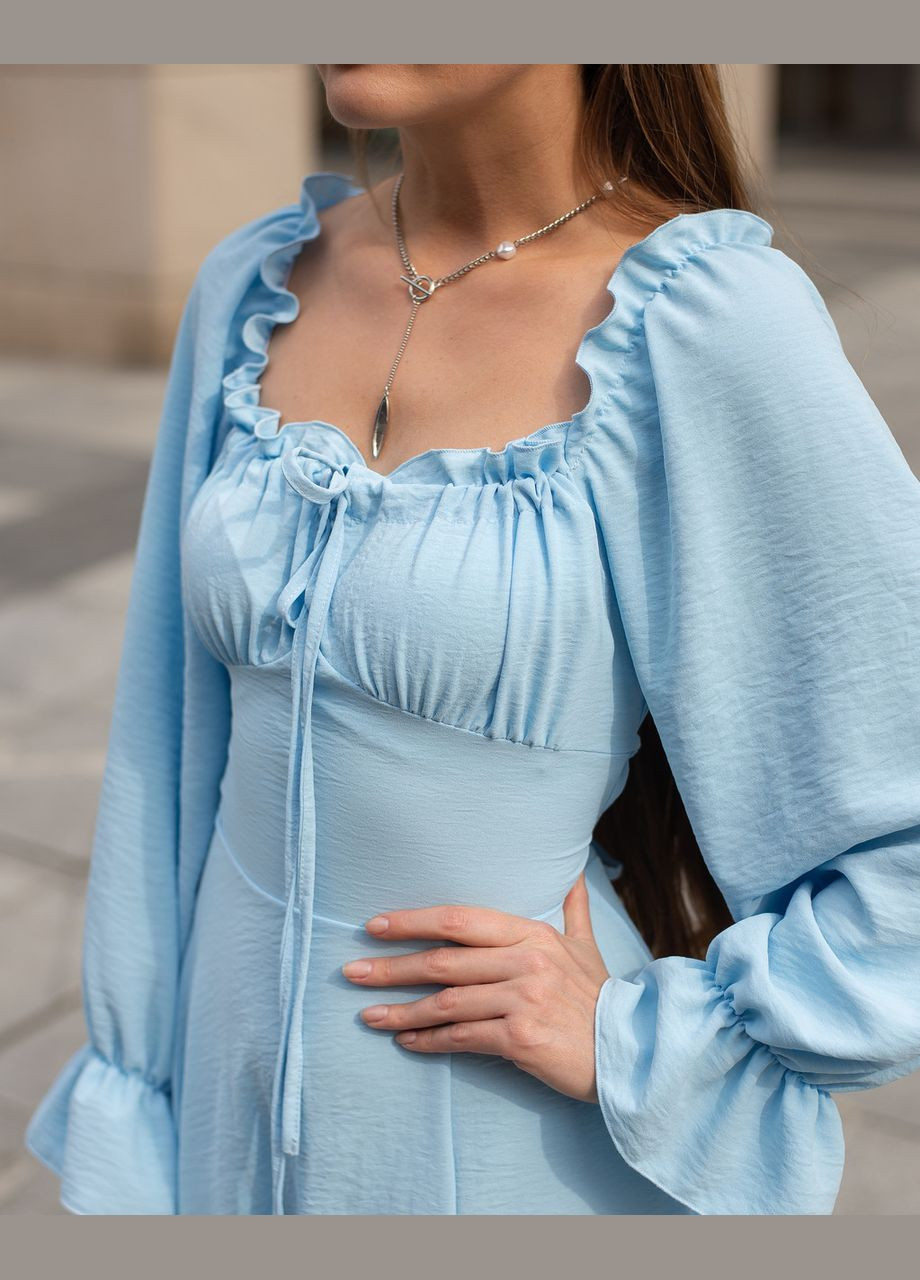 Блакитна жіноча сукня міді з креп-жатки блакитний Maybel