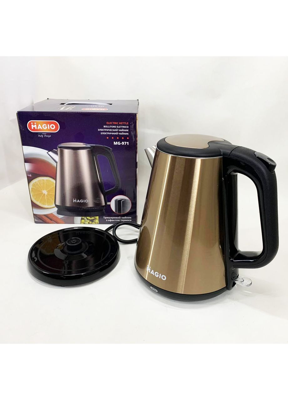 Електрочайник MG-971 термостійкий 1.7 л 1500 Вт Стильний електричний чайник Тихий побутовий чайник Magio (364664653)
