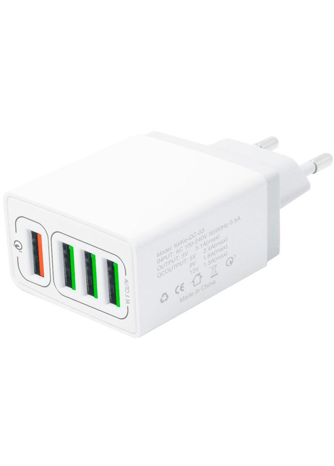 Сетевое зарядное устройство для QC-405 4 USB Quick Charge QC3.0 6.2 A White (QC-405-WH) XoKo (322911379)