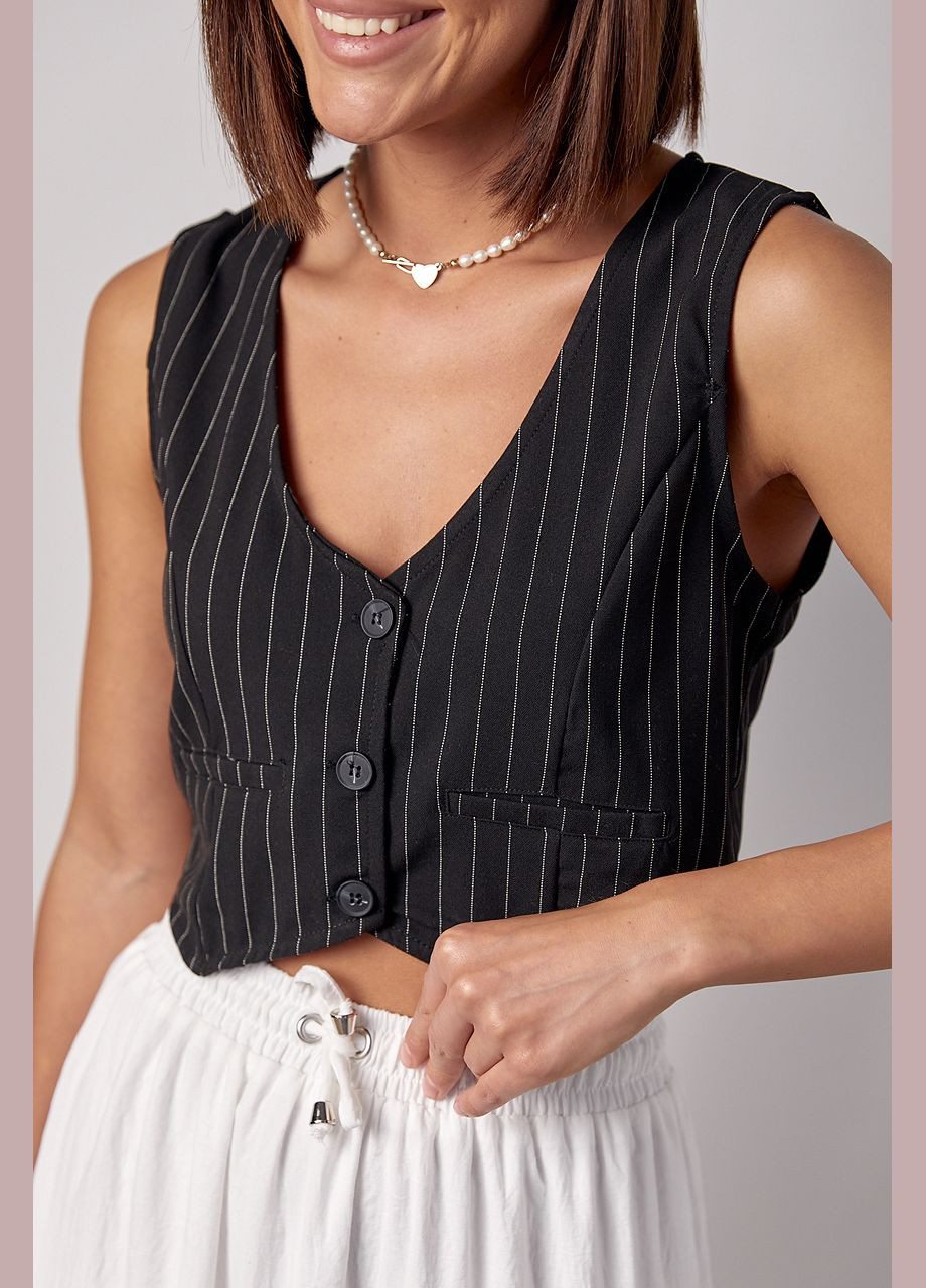 Короткий жіночий жилет у смужку на гудзиках Lurex (297682535)