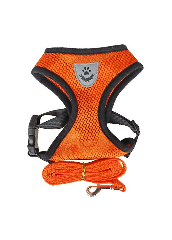 Шлейка для собак с поводком Pet Style "Сетка" Оранжевая L No Brand - (323231900)