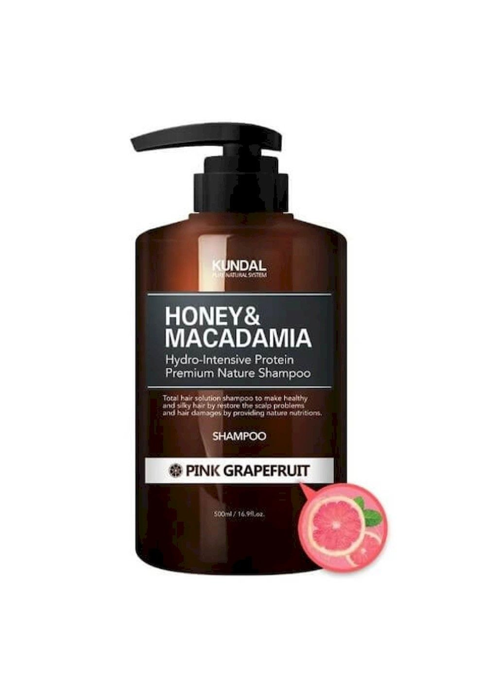 Безсульфатный шампунь Honey & Macadamia Shampoo Pink Grapefruit для волос с ароматом грейпфрута, 500 мл Kundal (298930837)