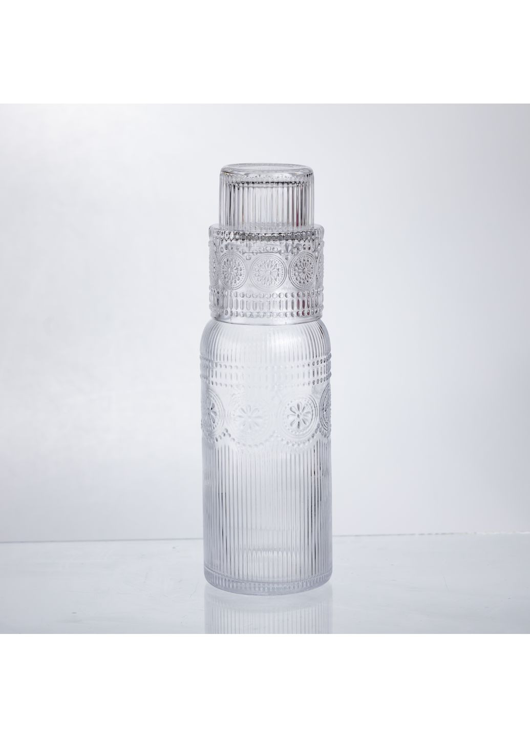 Глечик для напоїв зі склянкою 700 мл із товстого скла з геометричним візерунком Yiwu (365301264)