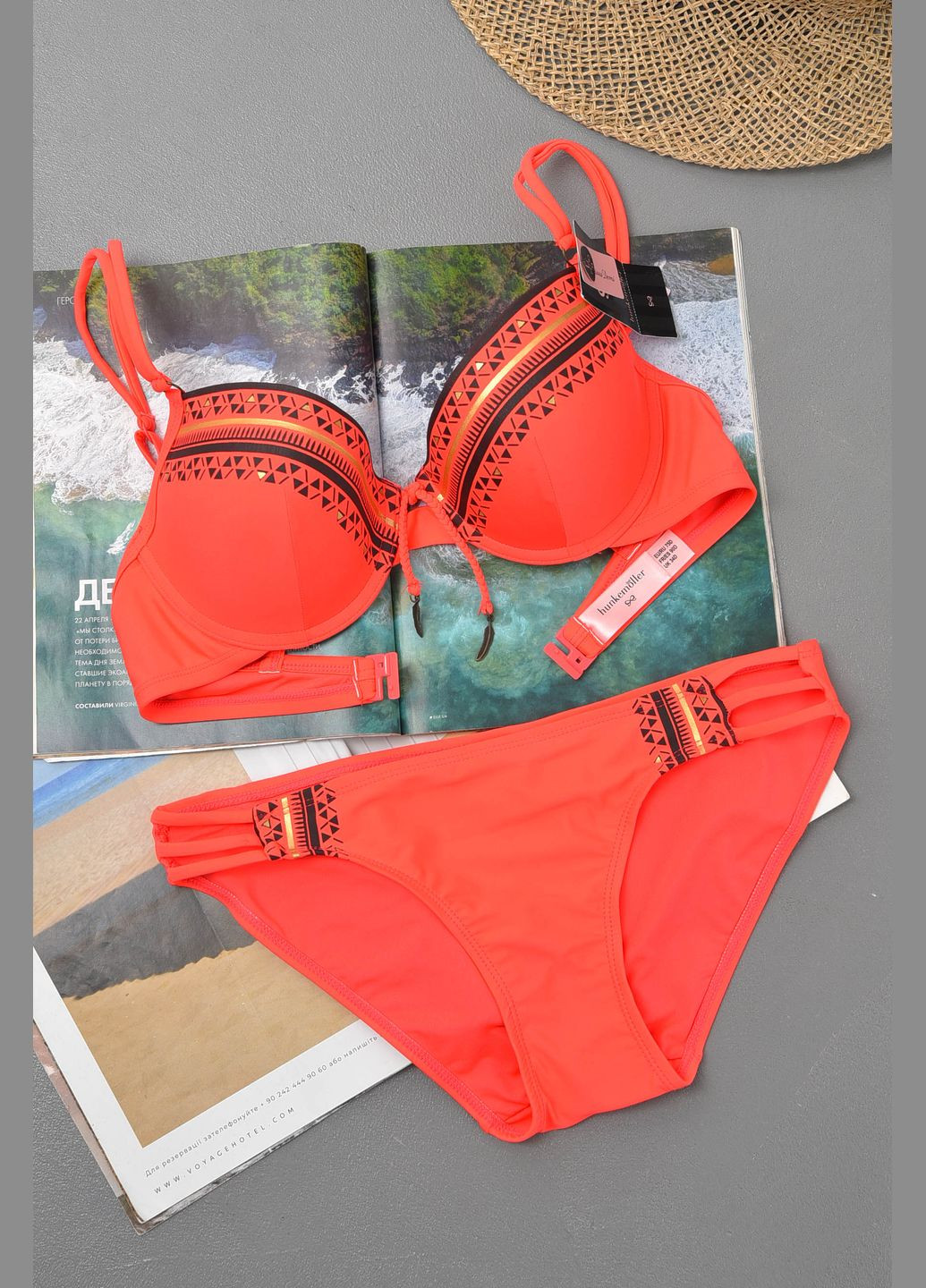 Помаранчевий літній купальник жіночий помаранчевого кольору чашка f бікіні Let's Shop