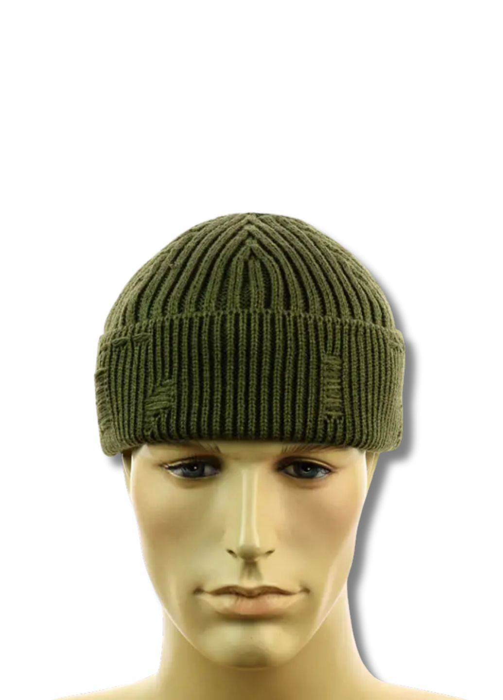 Шапка міні-біні на флісі Докер - Рваний декор No Brand Шапка докер на флісі (360245305)