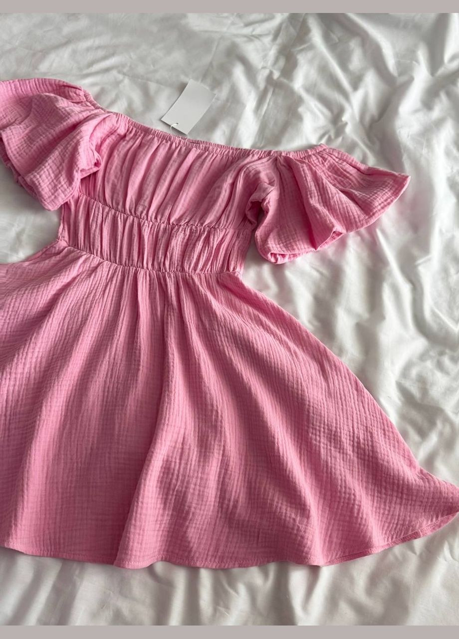 Рожева повсякденний муслінова сукня довжини міні MonCher