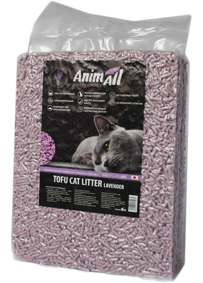 Наповнювач для котячого туалету Тофу з ароматом лаванди Соєвий комкуючий 2.6 кг (6 л) (2000981139032/4820224500348) AnimAll (308976834)