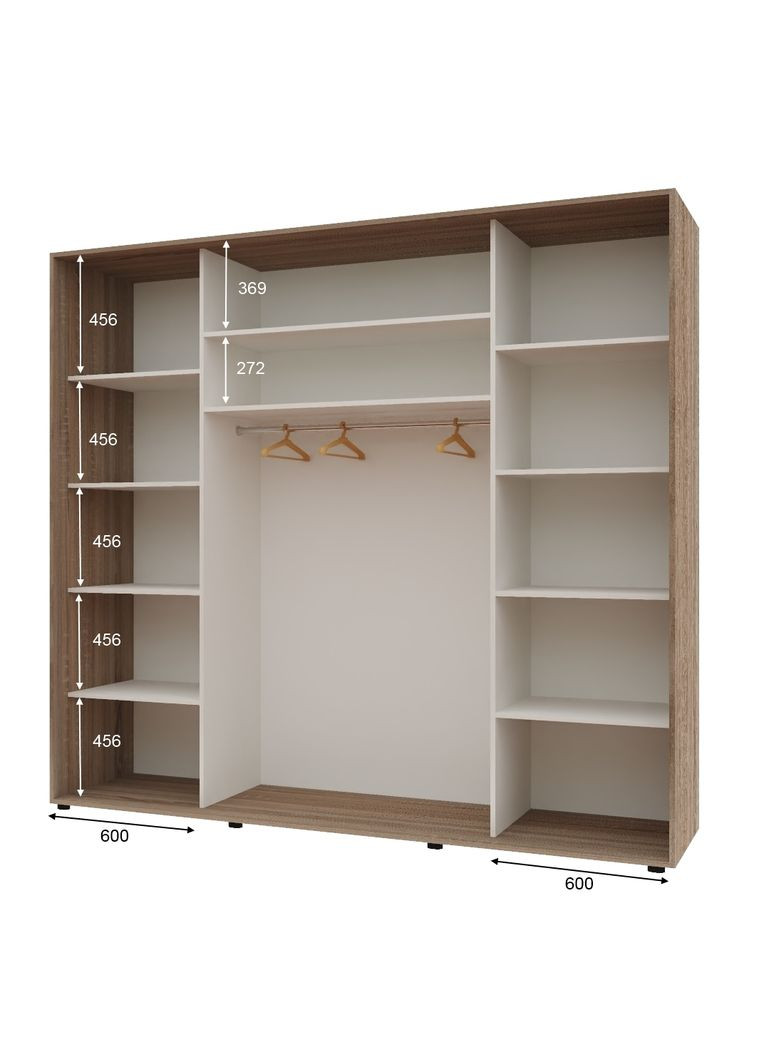 Шкаф-купе трехдверный Комфорт Мебель 250*60*240 см Трюфель 3 двери ДСП Макси Комфорт Меблі (360438533)