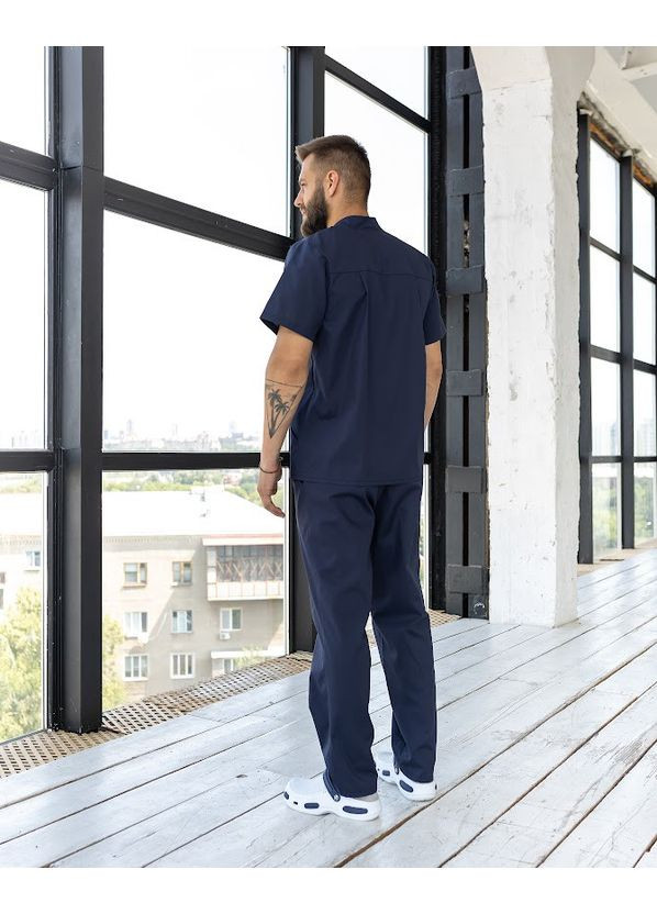 Синій демісезонний костюм медичний чоловічий титан котон короткий рукав 50, блакитний No Brand