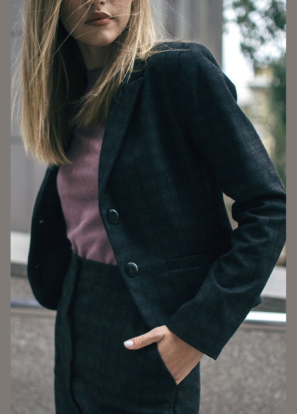 Черный женский короткий жакет в английском стиле (ll16765486) LadyLike - демисезонный