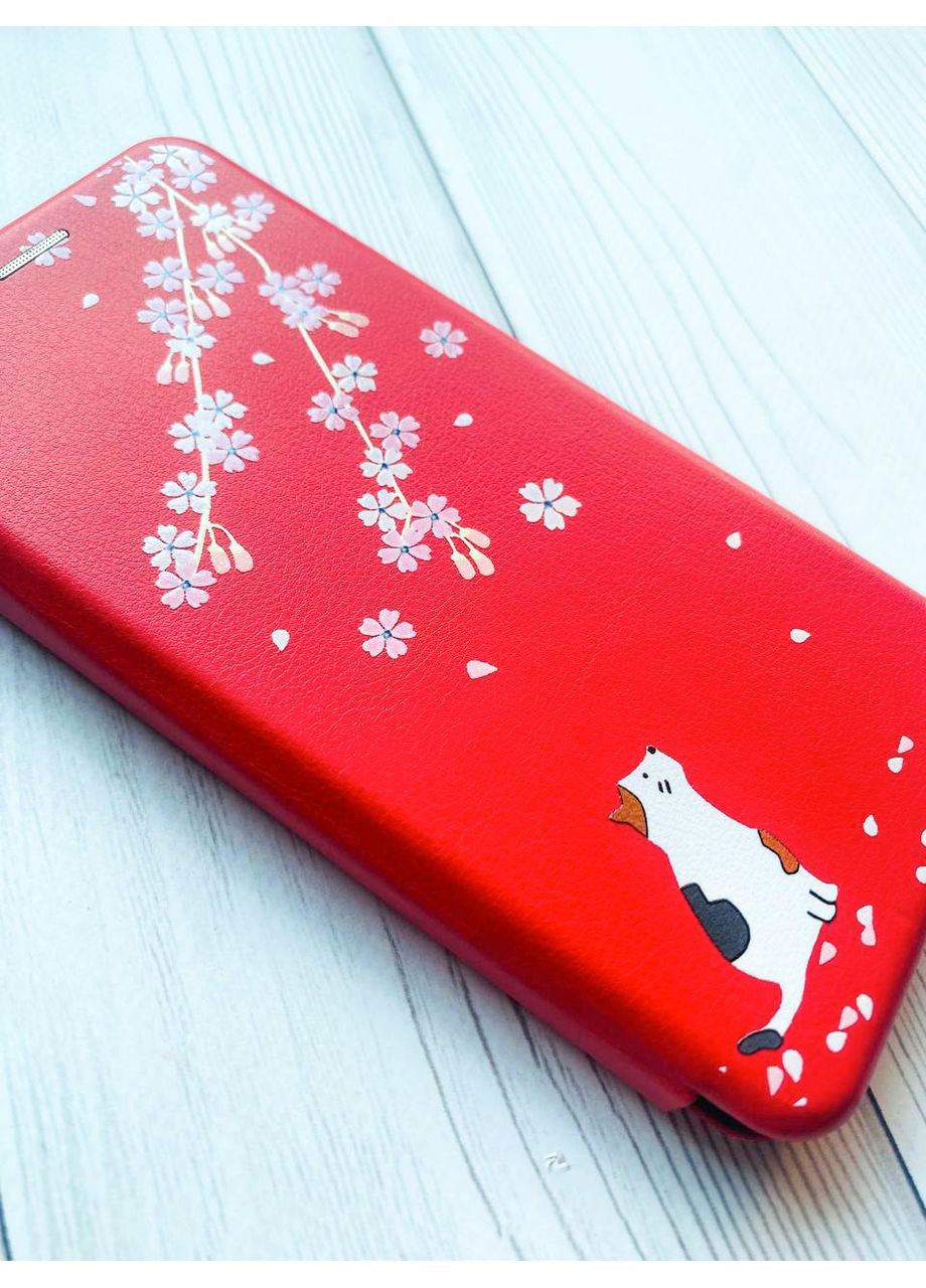 Чехол-книжка с рисунком для Xiaomi Redmi Note 8T:: Котик и сакура (принт 283) Creative (360691347)