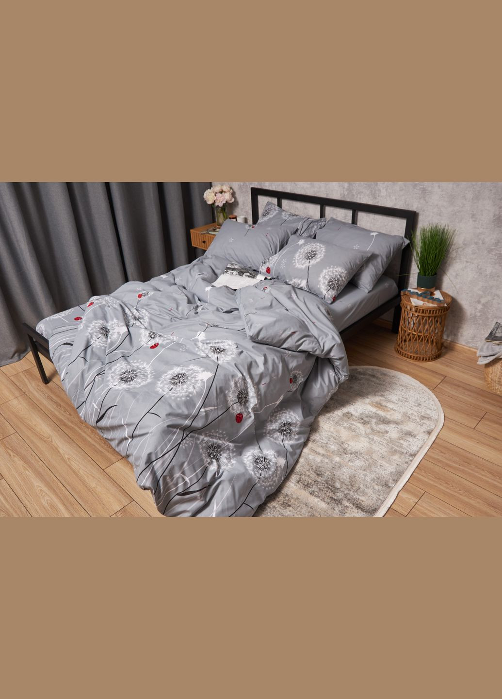 Комплект постільної білизни Бязь Gold Люкс «» двоспальний 175х210 наволочки 2х40х60 (MS-820005430) Moon&Star Ladybug (296910060)