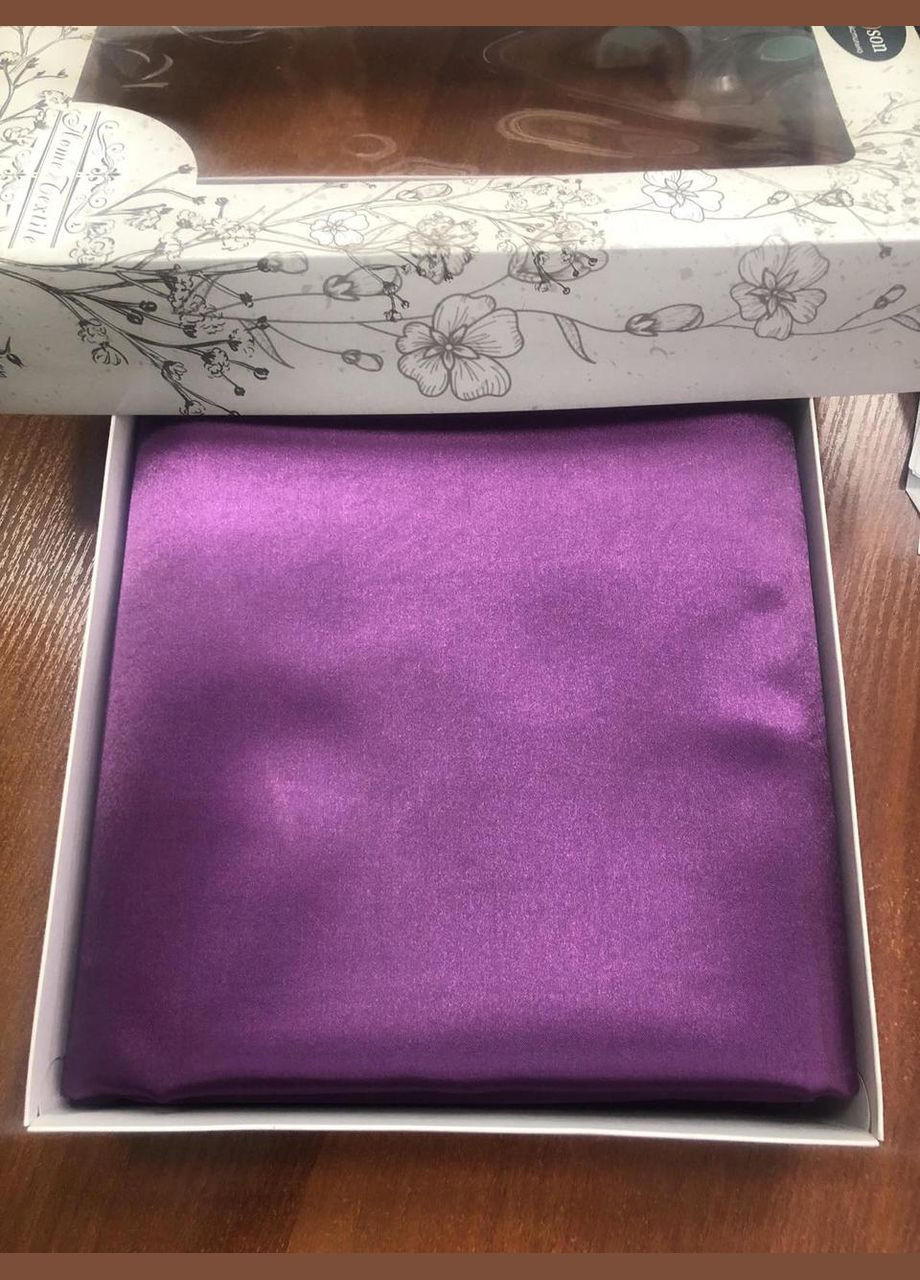 Атласна Сімейна постільна білизна Лілова Бузок + Додаткові 2 Фіолетові Підковдри та 2 Фіолетові Moka textile (316632093)