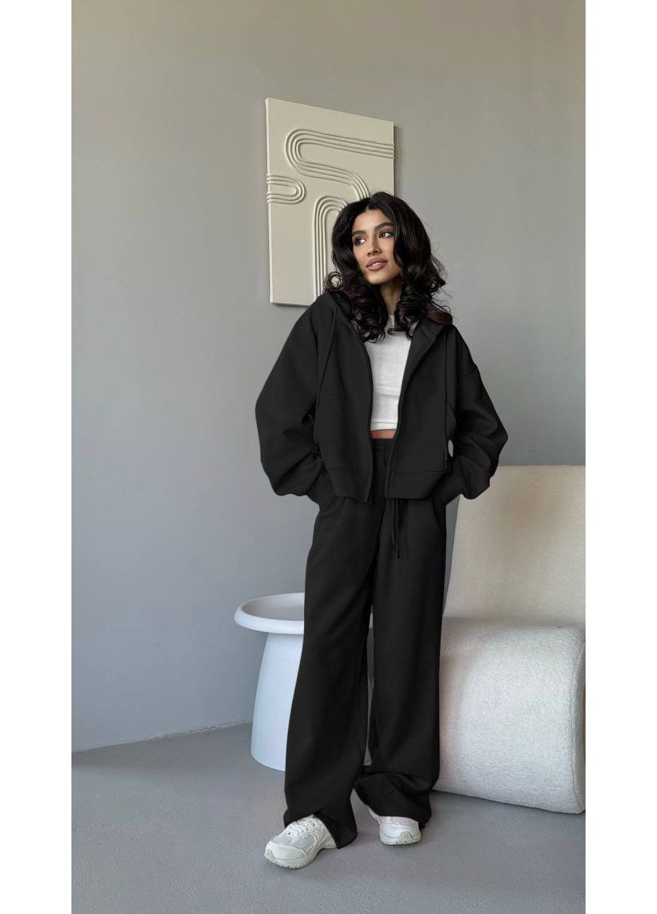 Утеплений жіночий костюм оверсайз із худі та штанами палаццо Україна (354824058)