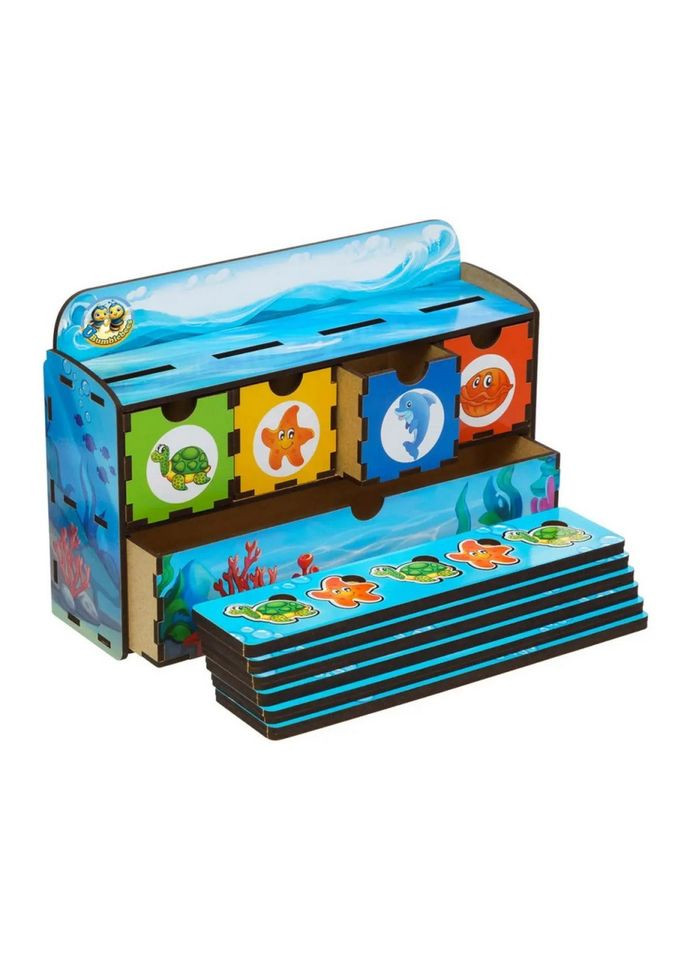 Деревянная настольная игра "Морские жители-2" (ПСД004) PSD004 сортер-комодик Ubumblebees (315022911)