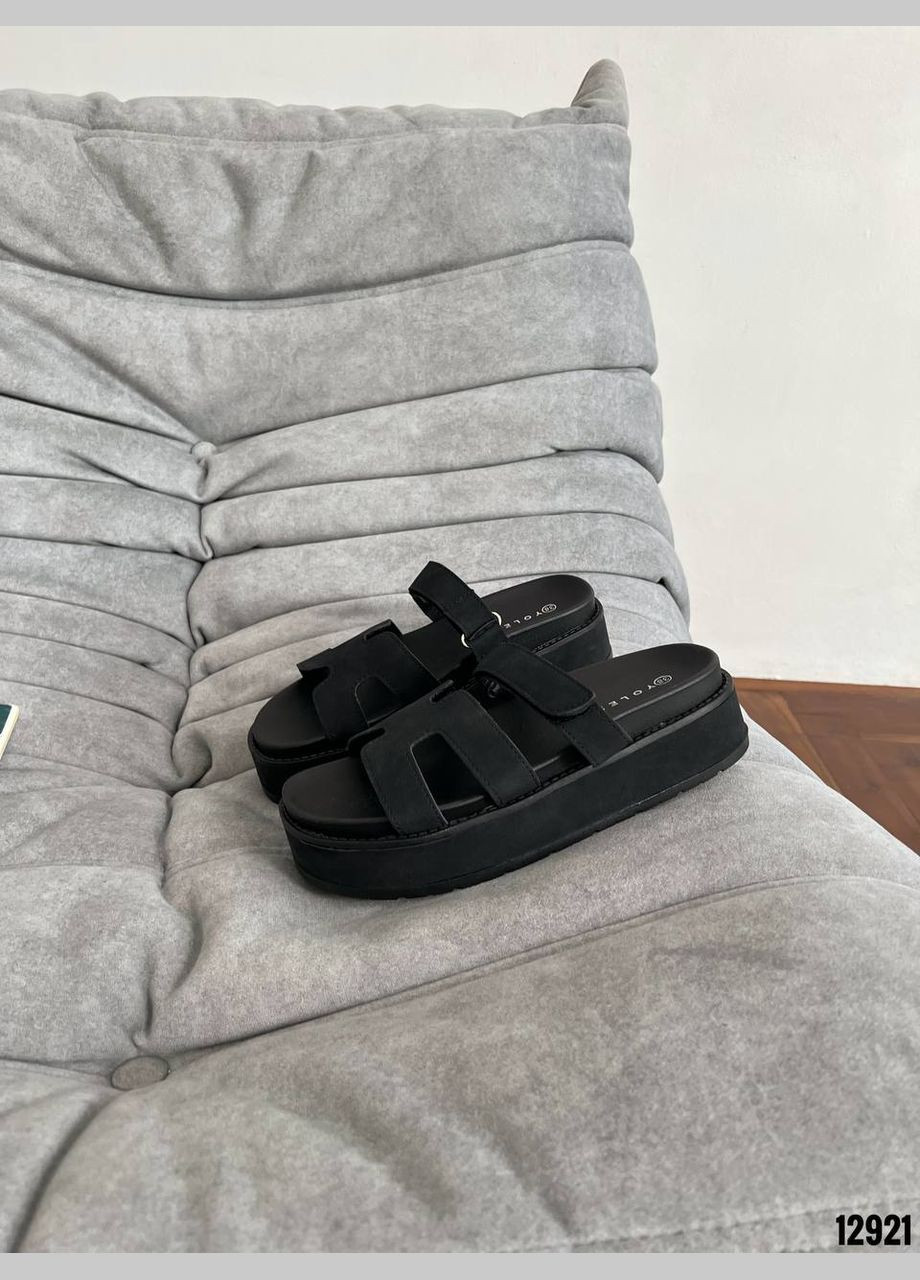 Чорні шльопанці на платформі — стильно, зручно, не злітають No Brand (332196820)