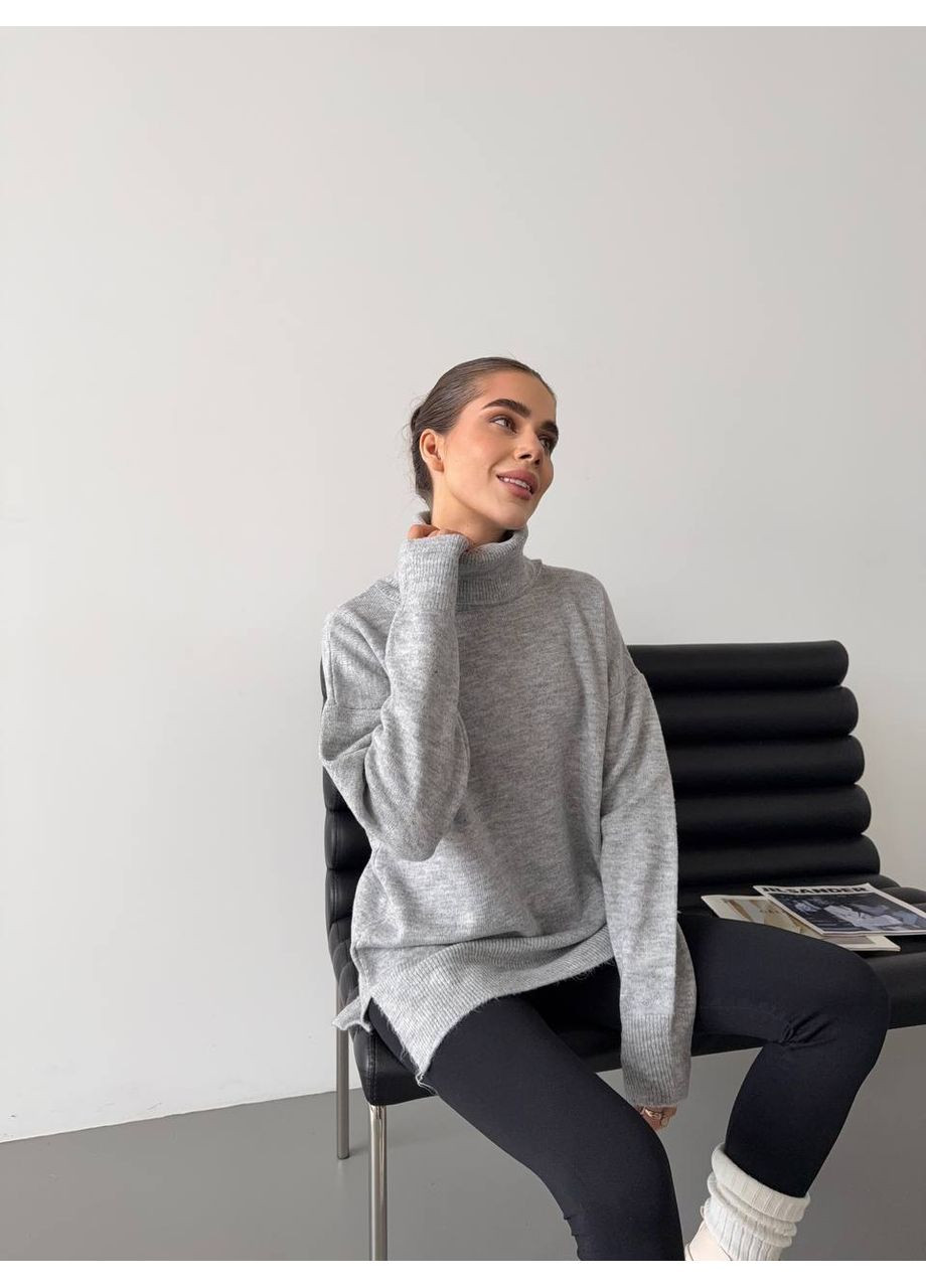 Серый демисезонный женский серый свитер No Brand