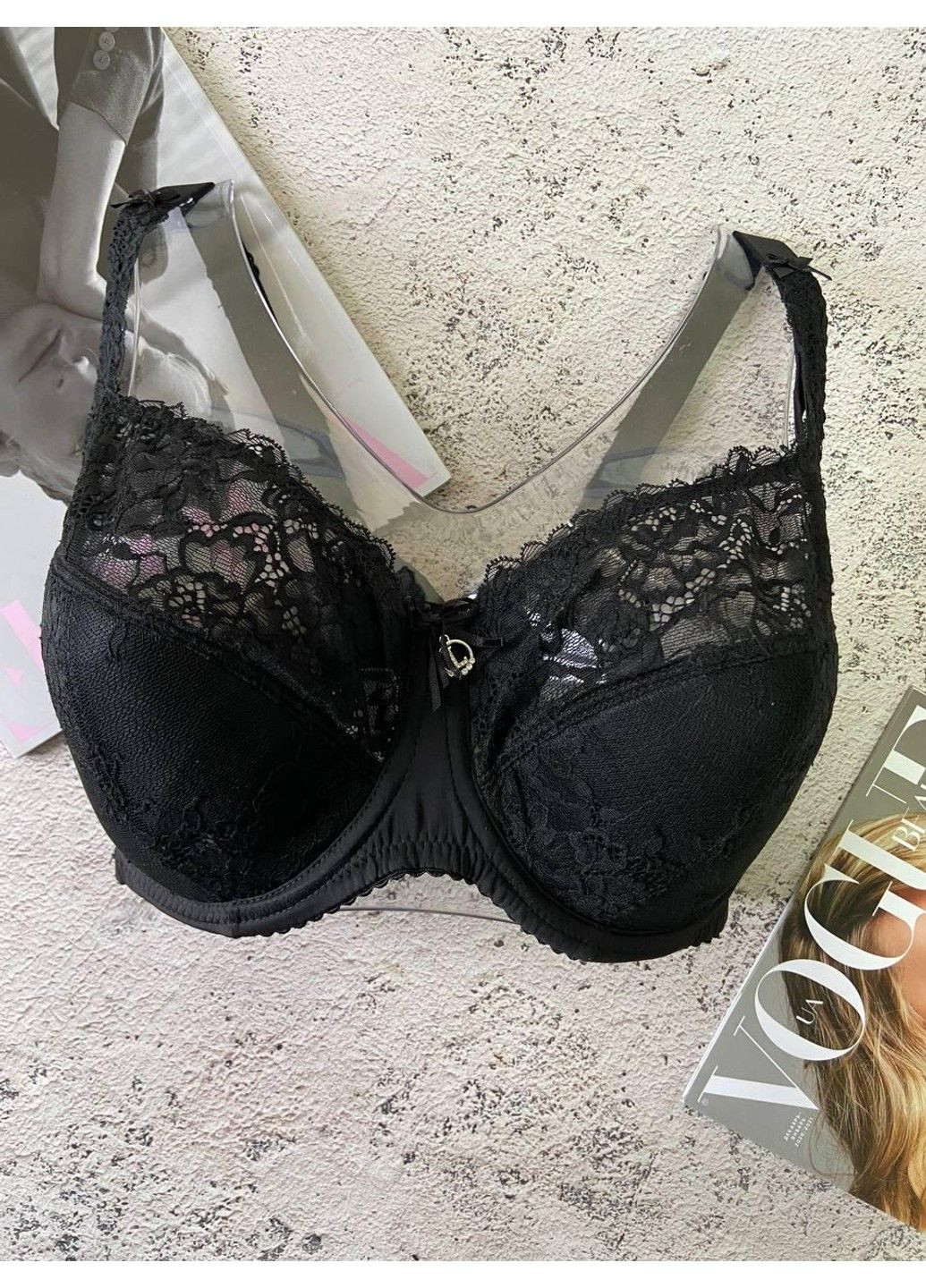 Чёрный бюстгальтер мягкая чашка, лифчик большого размера на чашку g черный Lanny Mode