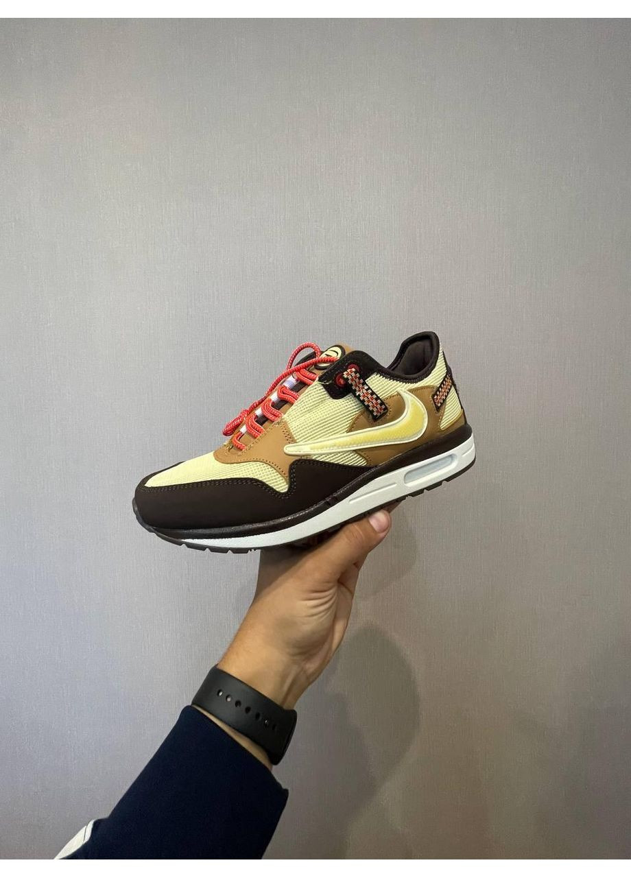 Белые демисезонные кроссовки мужские nike air max 1 «cactus jack» найк аир макс No Brand