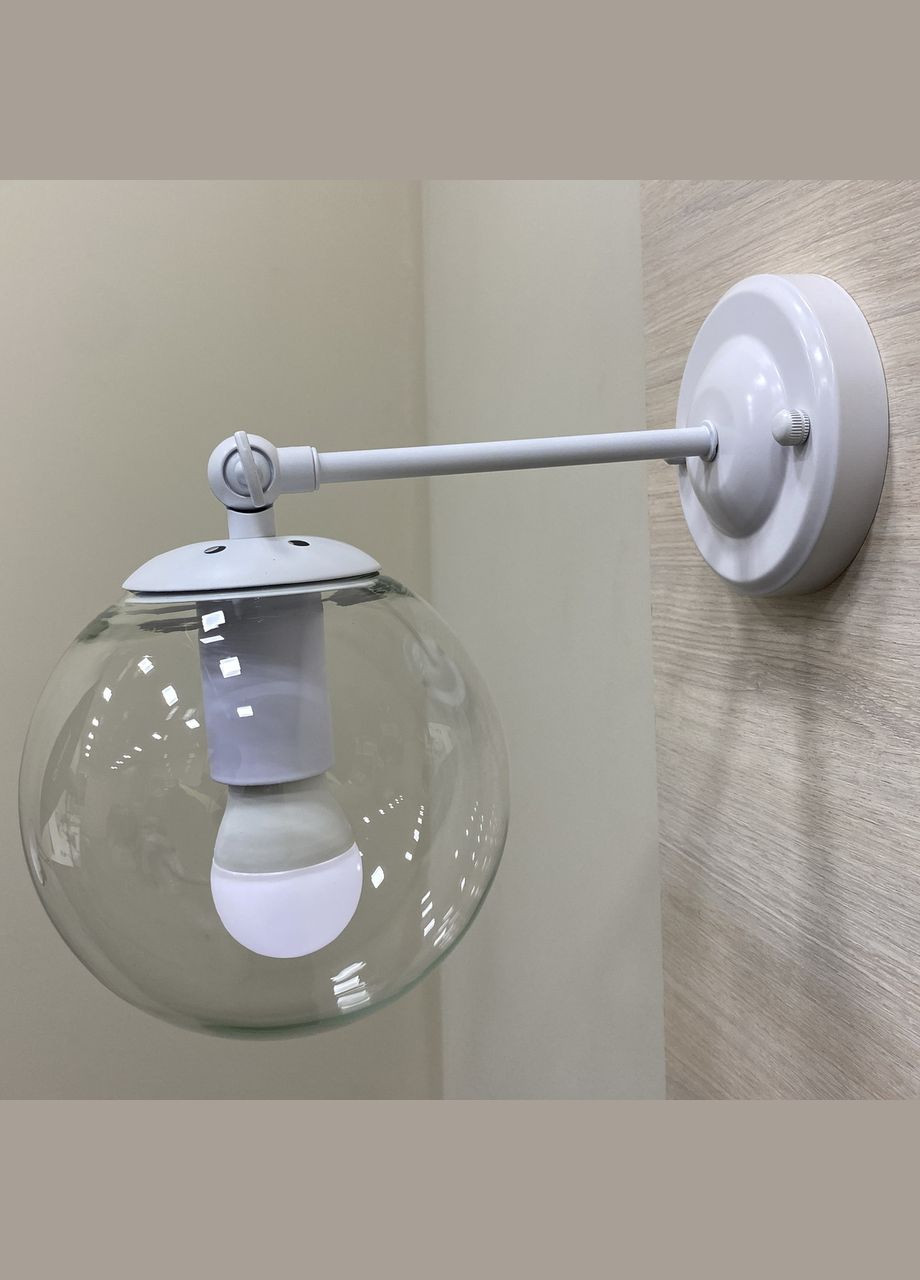 Сучасне бра/настінний світильник з кулею 15см (56-WPR150F-1 WH+CL) No Brand (370071707)