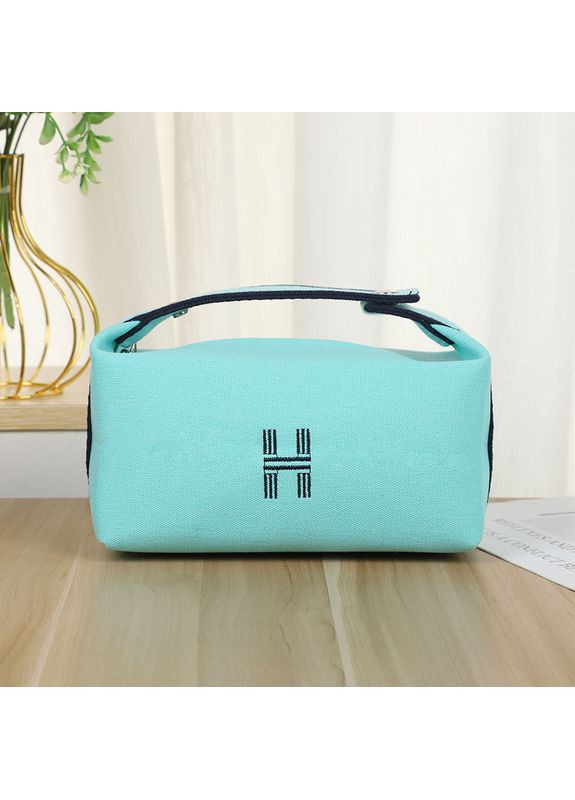 Стильная лаконичная текстильная косметичка в стиле Hermès унисекс голубая No Brand (324796283)