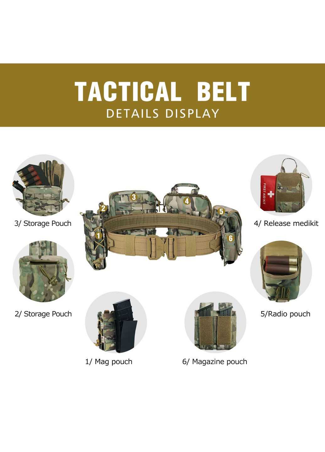 РПС Yakeda 8800, тактический пояс-разгрузка, 6 подсумков, цвет мультикам. Multicam (291882133)