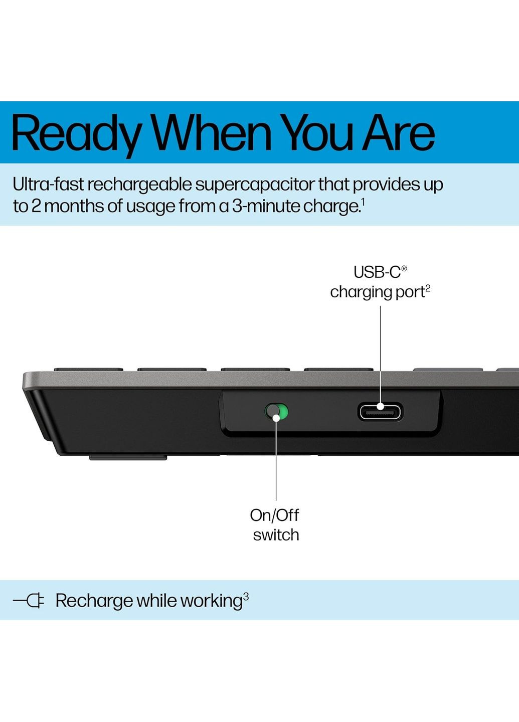 Клавиатура мембранная 9T5B1AA 720 Multi-Device Rechargeable, 109key, WL/BT, EN/UK, HP (365291370)
