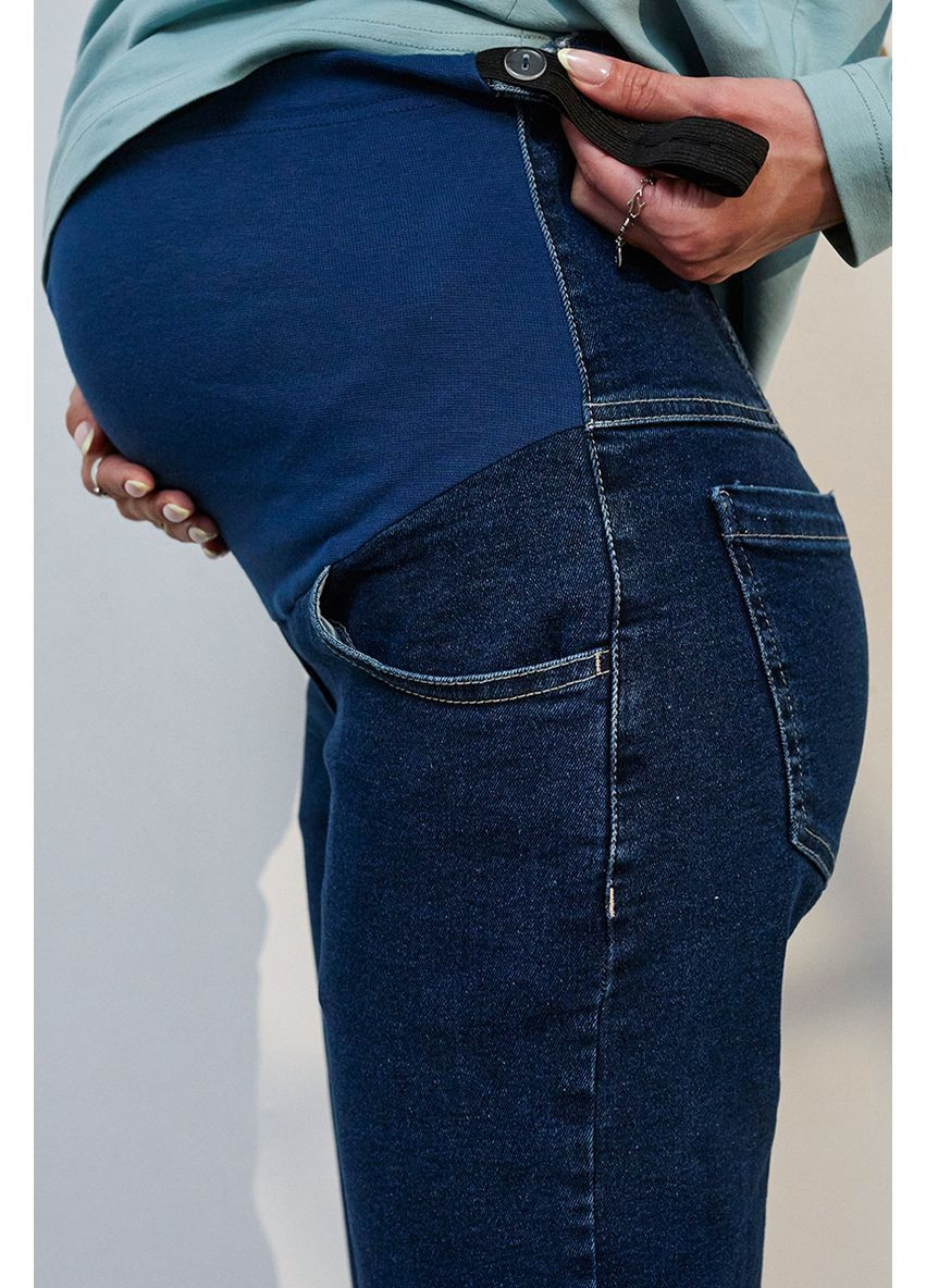 Трендові джинси для вагітних Mom fit з високою спинкою темно сині Юла мама - (352539050)