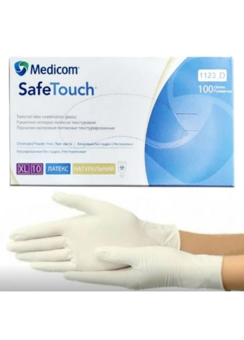 Латексные текстурированные неприпудренные перчатки SafeTouch Connect XL (9-10) Medicom (390477479)