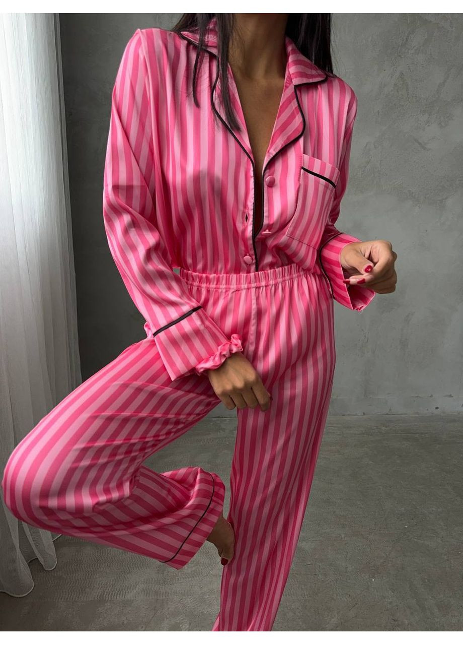 Рожева всесезон жіноча піжама рожева сорочка + брюки Vital-Textile 1278