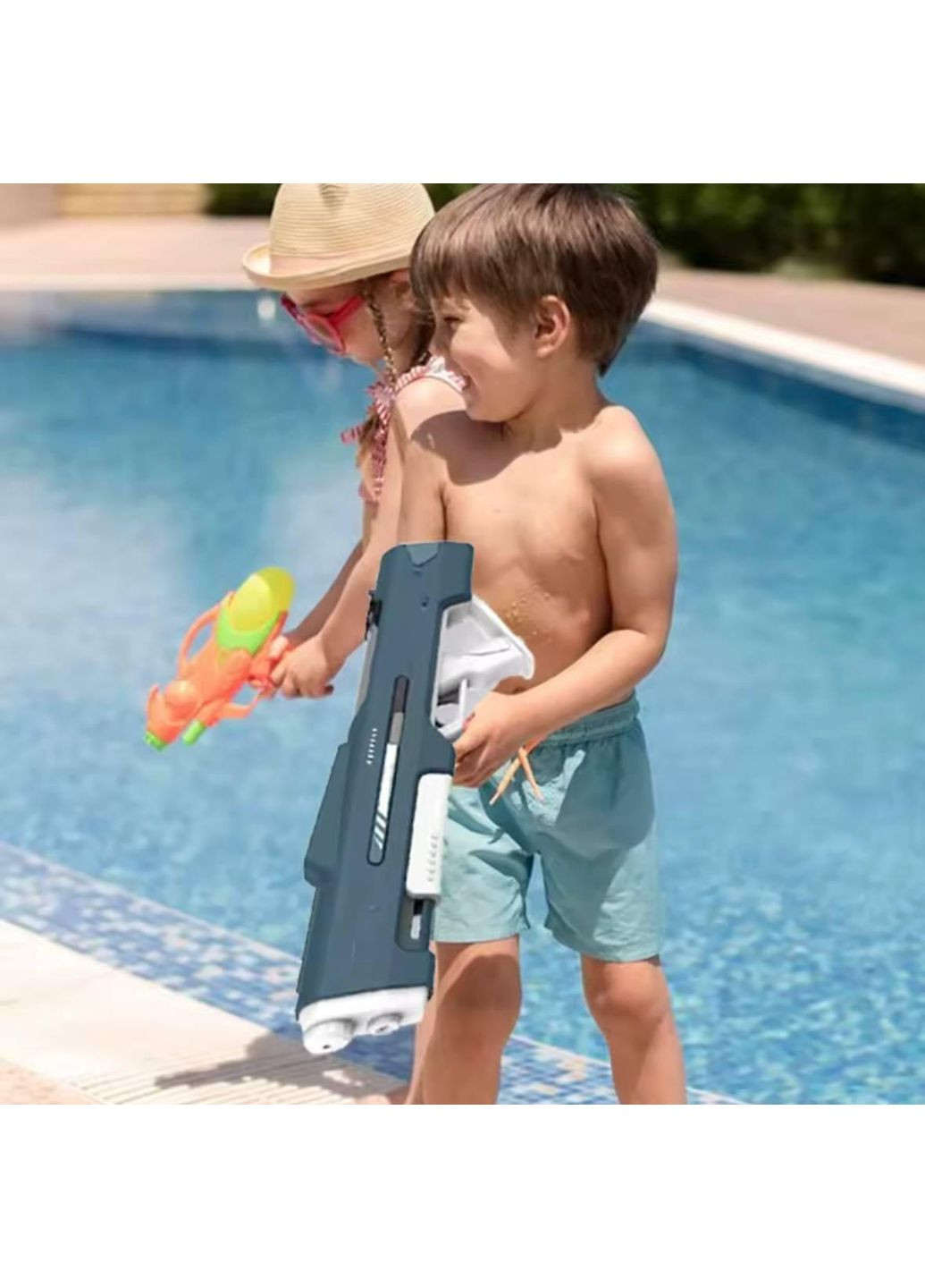 Дитячий великий водяний автомат бластер Water Gun акумуляторний з автоматичним накачуванням води Blue No Brand (372474818)