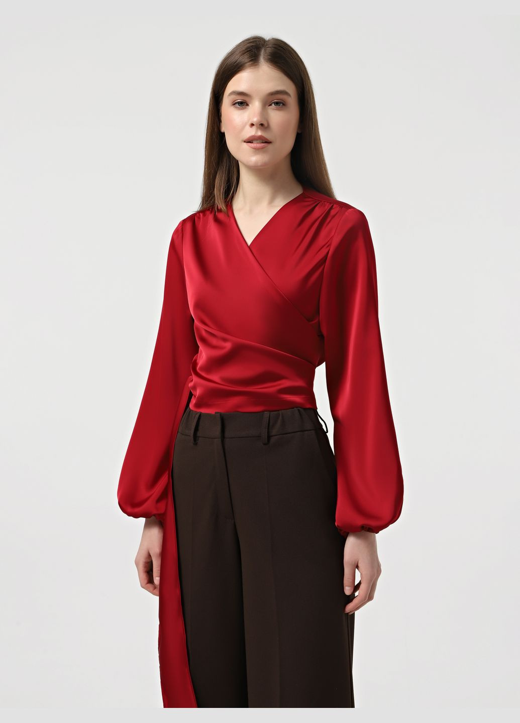 Бордова блуза на запах ZUBRYTSKAYA