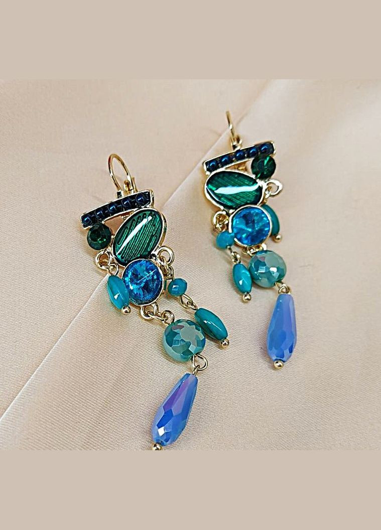 Сережки удлиненные Цветные камушки No Brand (341140530)