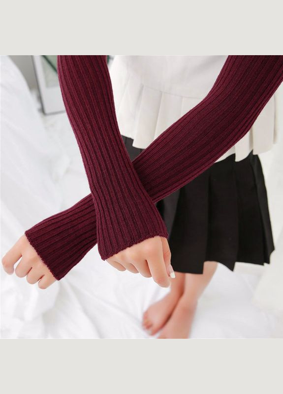 Митенки длинные в рубчик бордовые One Size No Brand (308250754)