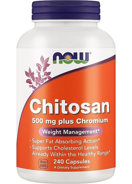Натуральная добавка, 500 мг Chitosan With Chromium 240шт (872446-34979993) Now Foods (368617568)
