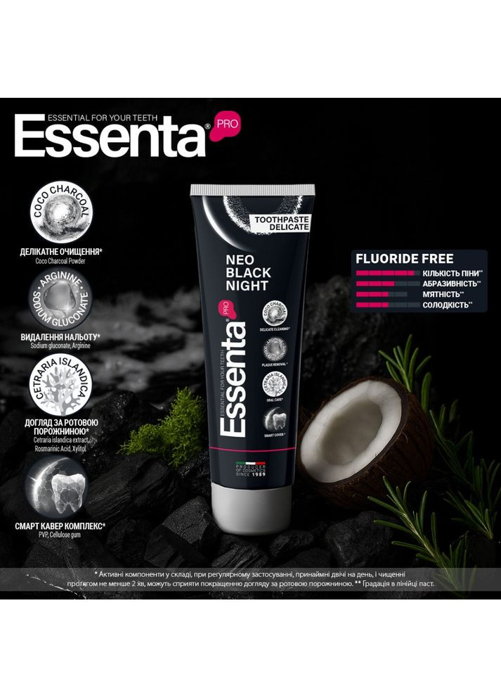 Зубна паста Neo Black Night, 75 мл Essenta Pro (360546602)